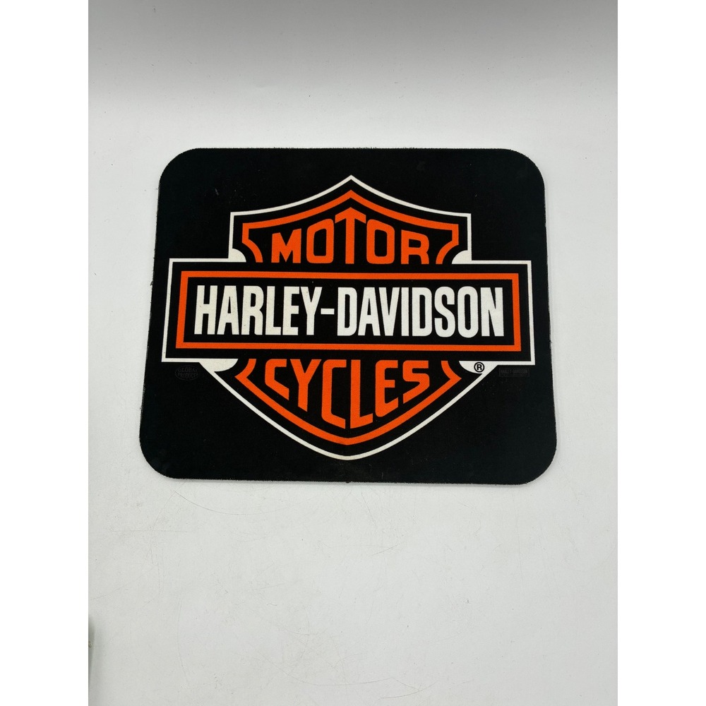 Harley-Davidson Motor Cycles Bar and Shield Logo Mouse Pad Black Orange White